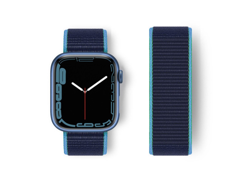 Newface Apple Watch 41mm Hasırlı Cırtcırtlı Kordon - Mavi-Lacivert
