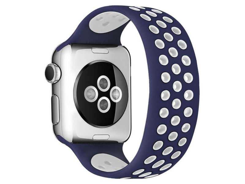 Newface Apple Watch 40mm Ayarlı Delikli Silikon Kordon - Lacivert-Beyaz
