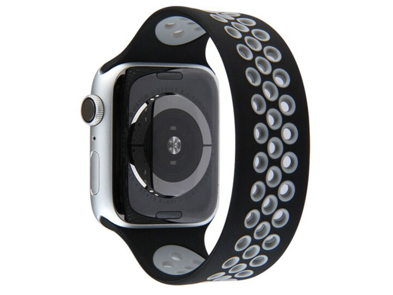Newface Apple Watch 40mm Ayarlı Delikli Silikon Kordon - Siyah-Gri