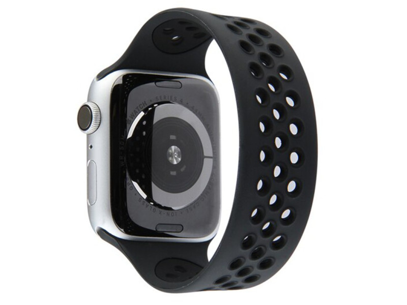 Newface Apple Watch 40mm Ayarlı Delikli Silikon Kordon - Siyah-Siyah