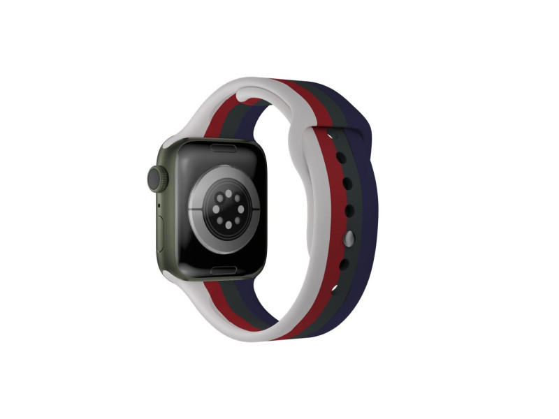 Newface Apple Watch 40mm Gökkuşağı Org Kordon - Beyaz-Lacivert