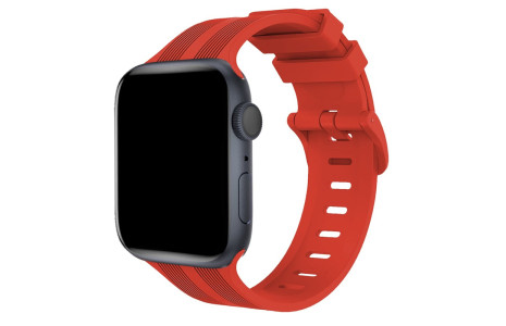 Newface Apple Watch 40mm KR408 Çizgili Silikon Kordon - Kırmızı