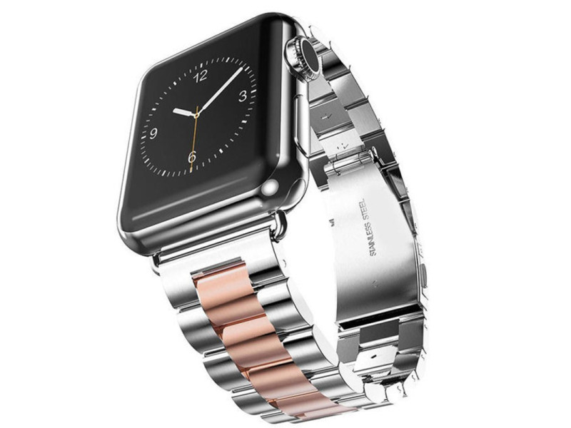 Newface Apple Watch 40mm Metal Baklalı Kordon - Gümüş-Rose