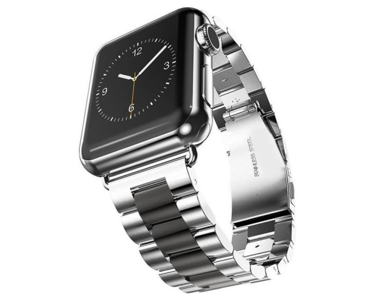 Newface Apple Watch 40mm Metal Baklalı Kordon - Gümüş-Siyah