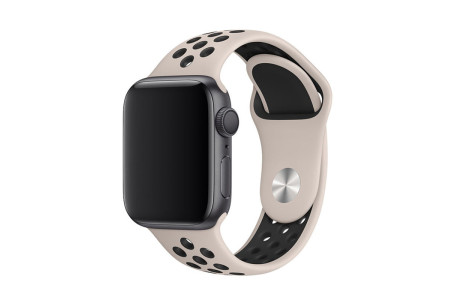 Newface Apple Watch 41mm Spor Delikli Kordon - Açık Gri-Siyah