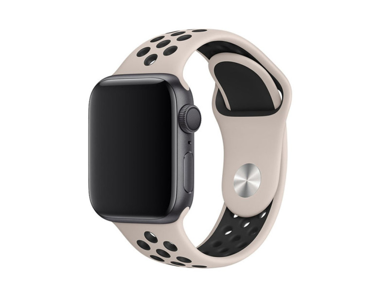 Newface Apple Watch 40mm Spor Delikli Kordon - Açık Gri-Siyah