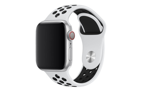 Newface Apple Watch 41mm Spor Delikli Kordon - Beyaz-Siyah