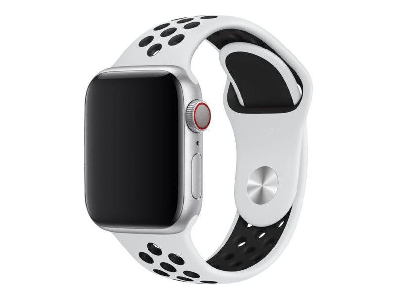 Newface Apple Watch 40mm Spor Delikli Kordon - Beyaz-Siyah