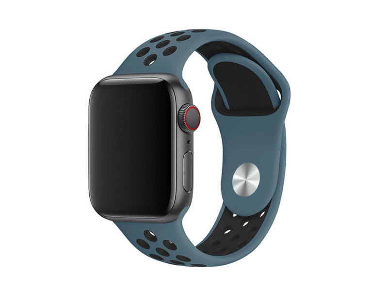 Newface Apple Watch 40mm Spor Delikli Kordon - Petrol Mavisi-Siyah