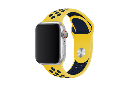 Newface Apple Watch 41mm Spor Delikli Kordon - Sarı-Siyah