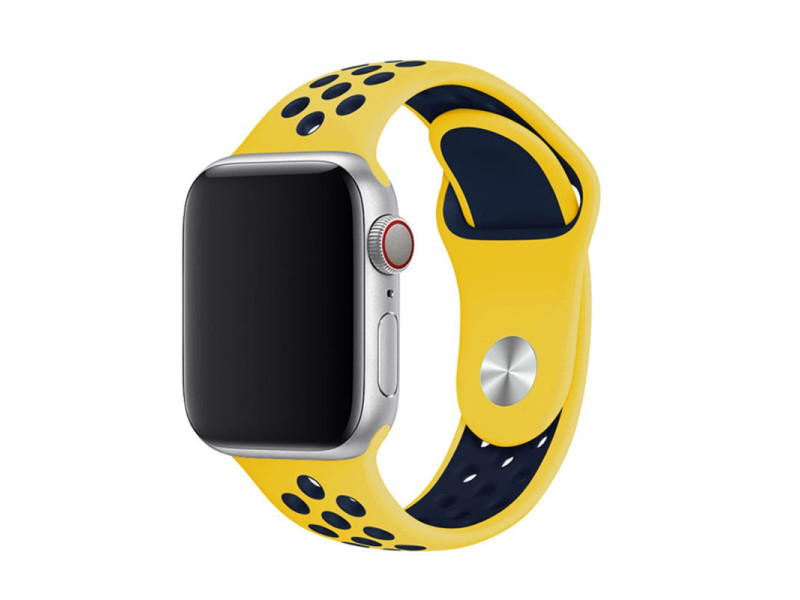 Newface Apple Watch 40mm Spor Delikli Kordon - Sarı-Siyah