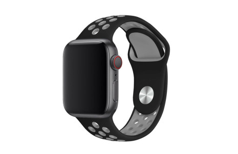 Newface Apple Watch 41mm Spor Delikli Kordon - Siyah-Gri