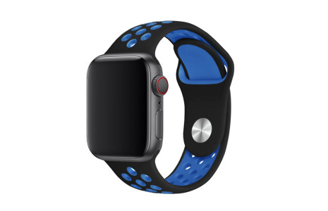 Newface Apple Watch 41mm Spor Delikli Kordon - Siyah-Mavi