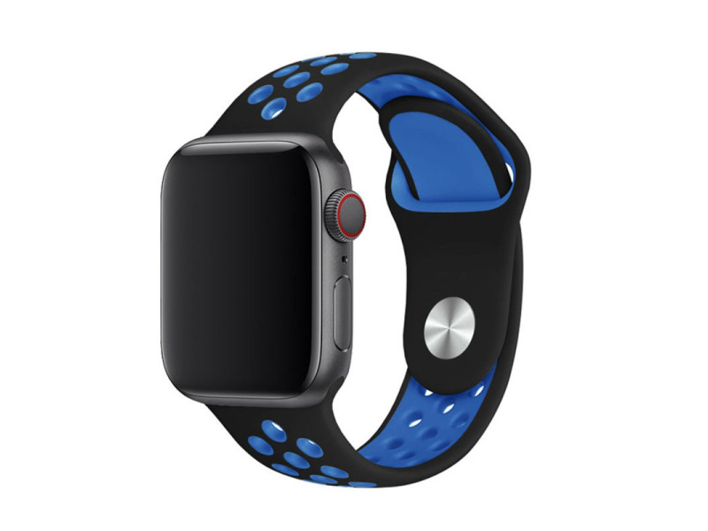 Newface Apple Watch 40mm Spor Delikli Kordon - Siyah-Mavi