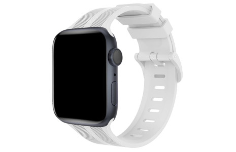 Newface Apple Watch 41mm KR408 Çizgili Silikon Kordon - Beyaz