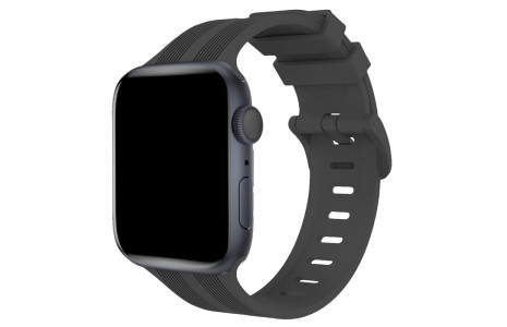 Newface Apple Watch 41mm KR408 Çizgili Silikon Kordon - Koyu Gri