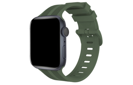 Newface Apple Watch 41mm KR408 Çizgili Silikon Kordon - Koyu Yeşil