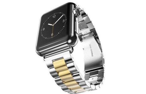 Newface Apple Watch 41mm Metal Baklalı Kordon - Gümüş-Gold