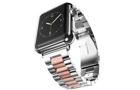 Newface Apple Watch 41mm Metal Baklalı Kordon - Gümüş-Rose