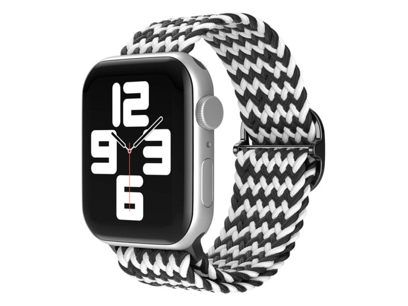 Newface Apple Watch 41mm Star Kordon - Zigzag Siyah-Beyaz