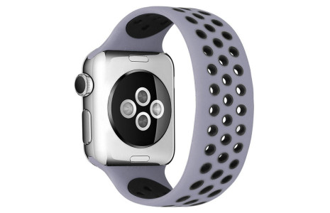 Newface Apple Watch 42mm Ayarlı Delikli Silikon Kordon - Gri-Siyah