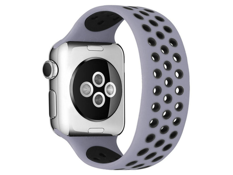 Newface Apple Watch 42mm Ayarlı Delikli Silikon Kordon - Gri-Siyah