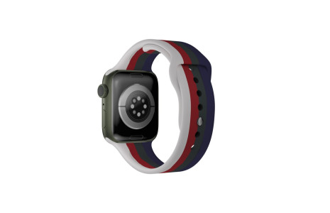 Newface Apple Watch 42mm Gökkuşağı Org Kordon - Beyaz-Lacivert