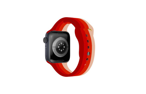 Newface Apple Watch 42mm Gökkuşağı Org Kordon - Bordo-Krem