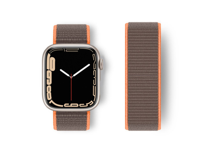Newface Apple Watch 45mm Hasırlı Cırtcırtlı Kordon - Kahverengi
