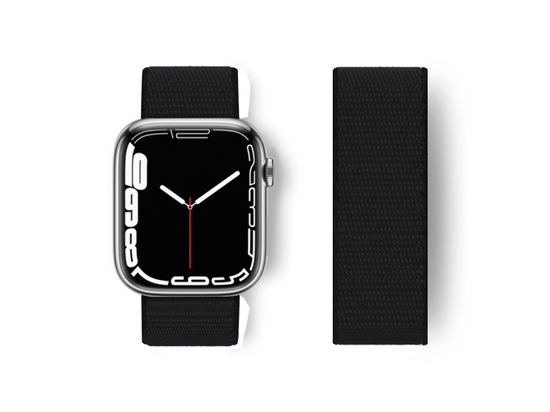 Newface Apple Watch 42mm Hasırlı Cırtcırtlı Kordon - Siyah