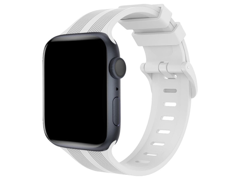 Newface Apple Watch 42mm KR408 Çizgili Silikon Kordon - Beyaz