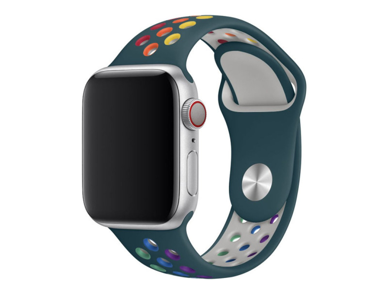 Newface Apple Watch 42mm Spor Delikli Gökkuşağı Kordon - Lacivert