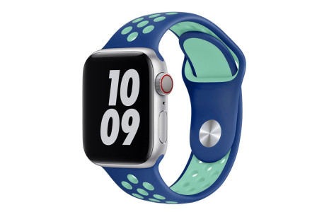 Newface Apple Watch 45mm Spor Delikli Kordon - Lacivert-Turkuaz