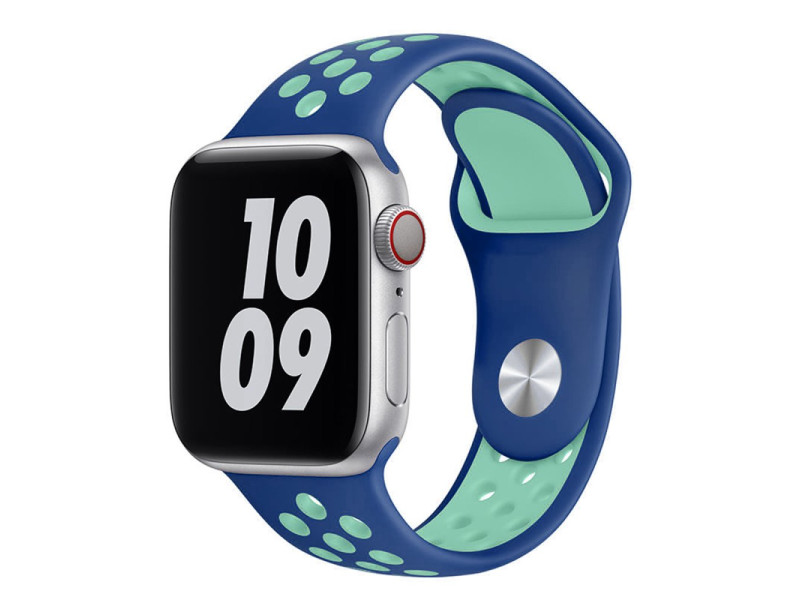 Newface Apple Watch 44mm Spor Delikli Kordon - Lacivert-Turkuaz