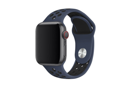 Newface Apple Watch 45mm Spor Delikli Kordon - Mavi-Siyah