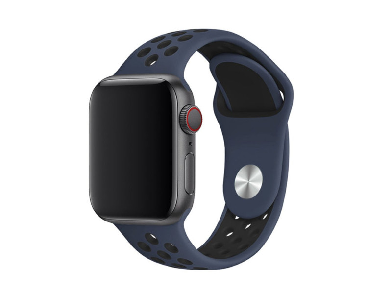 Newface Apple Watch 42mm Spor Delikli Kordon - Mavi-Siyah