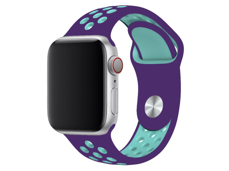 Newface Apple Watch 44mm Spor Delikli Kordon - Mor-Yeşil