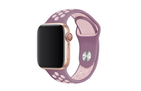 Newface Apple Watch 45mm Spor Delikli Kordon - Pembe-Mor