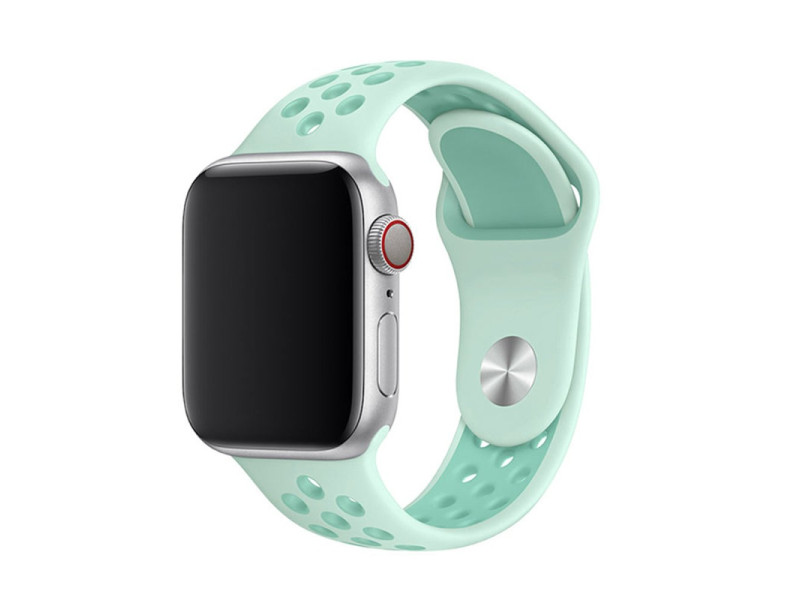 Newface Apple Watch 44mm Spor Delikli Kordon - Yeşil-Yeşil