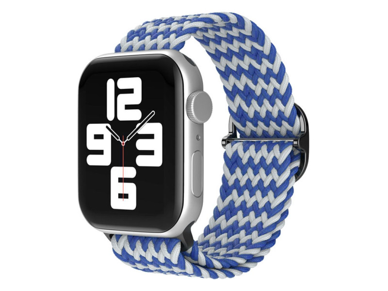 Newface Apple Watch 42mm Star Kordon - Zigzag Beyaz-Mavi