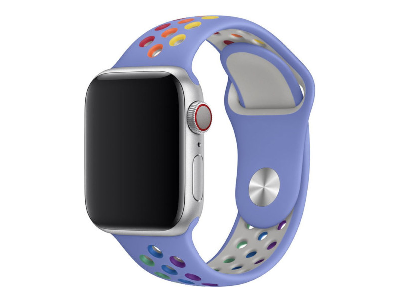 Newface Apple Watch 44mm Spor Delikli Gökkuşağı Kordon - Lila