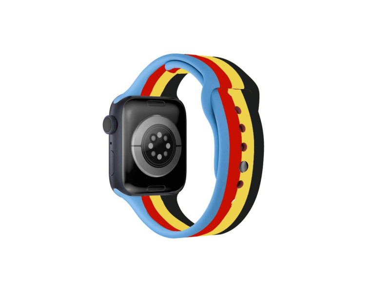 Newface Apple Watch 45mm Gökkuşağı Org Kordon - Siyah-Mavi