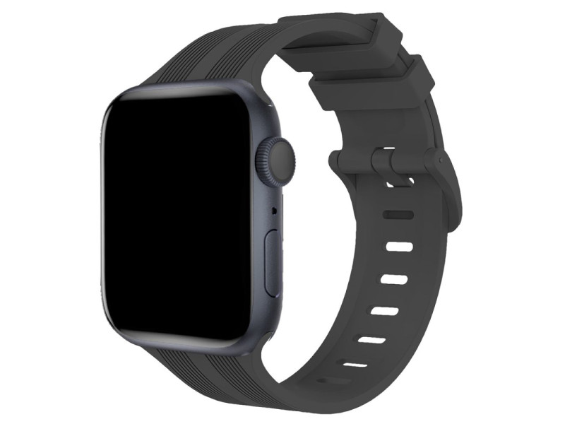 Newface Apple Watch 45mm KR408 Çizgili Silikon Kordon - Koyu Gri