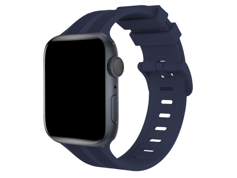 Newface Apple Watch 45mm KR408 Çizgili Silikon Kordon - Lacivert