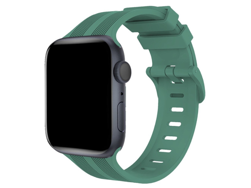 Newface Apple Watch 45mm KR408 Çizgili Silikon Kordon - Yeşil