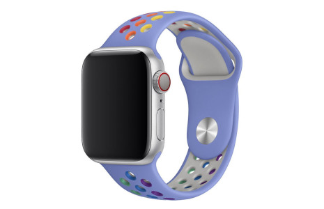 Newface Apple Watch 45mm Spor Delikli Gökkuşağı Kordon - Lila