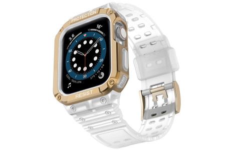 Newface Apple Watch 42mm KR401 Silikon Kordon - Şeffaf-Gold