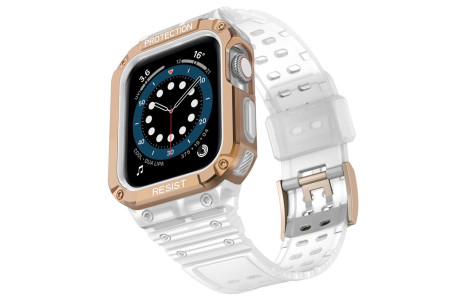 Newface Apple Watch 42mm KR401 Silikon Kordon - Şeffaf-Rose