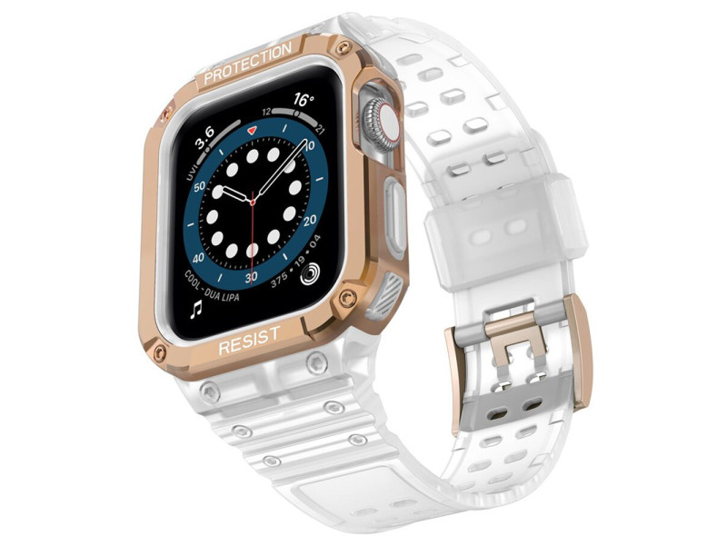 Newface Apple Watch 42mm KR401 Silikon Kordon - Şeffaf-Rose