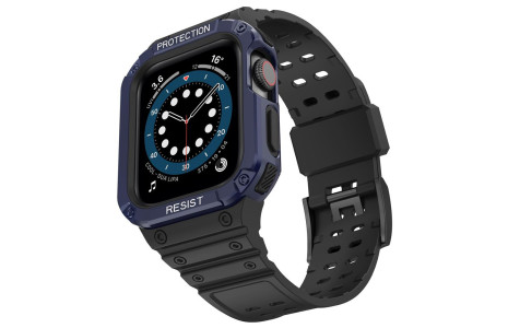 Newface Apple Watch 42mm KR401 Silikon Kordon - Siyah-Mavi